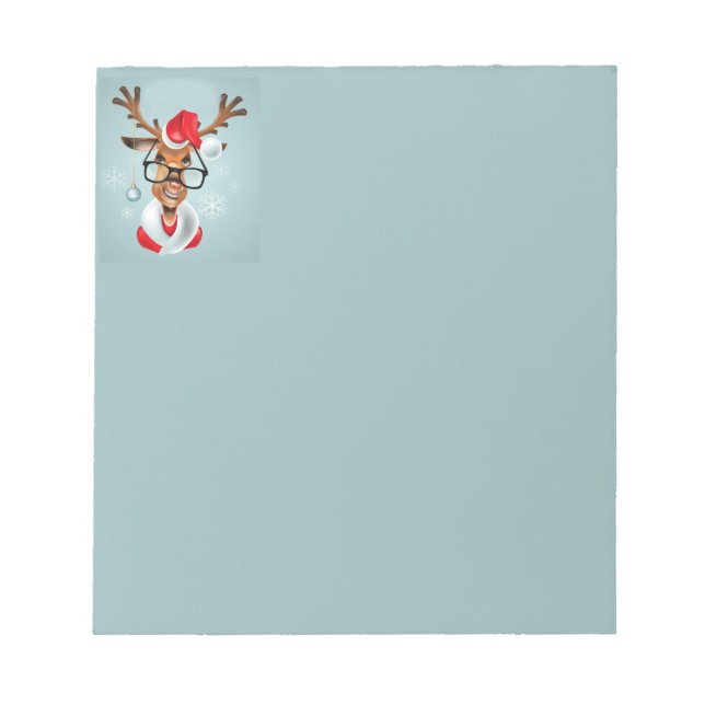 Fun Christmas Rentier Santa Animal Art Notizblock (Vorderseite)