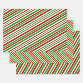 Fun Christmas Themed Colors Stripes Muster Geschenkpapier Set