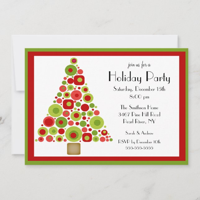 Fun Christmas Tree Christmas Party Invitation (Devant)