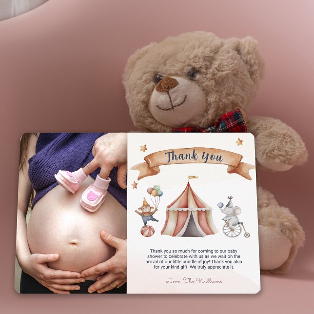 Fun Circus Animal Baby Dusche Danke Karte (Fun Circus Animal Baby Shower Thank You Card)