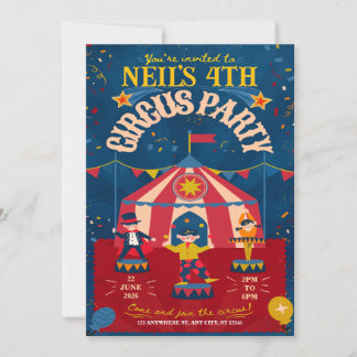 Fun Circus Geburtstagsparty Einladung