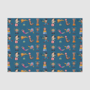 Fun Circus Party Acts Cartoon Muster Blau Seidenpapier