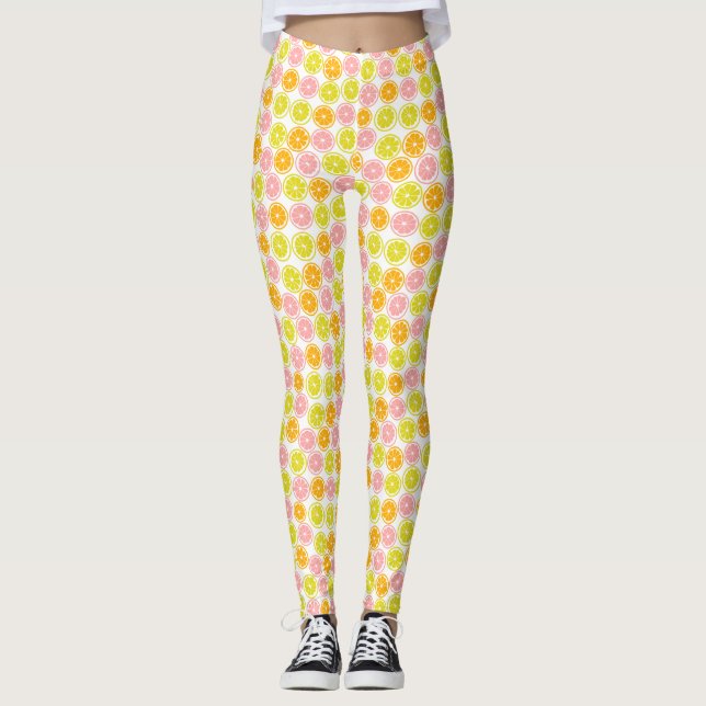Fun Citrus Fruchtmuster Leggings (Vorderseite)