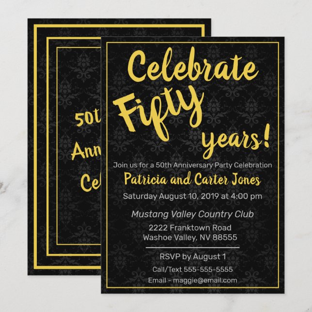 Fun Classic 50 Jahre alt Einladung (Vorne/Hinten)