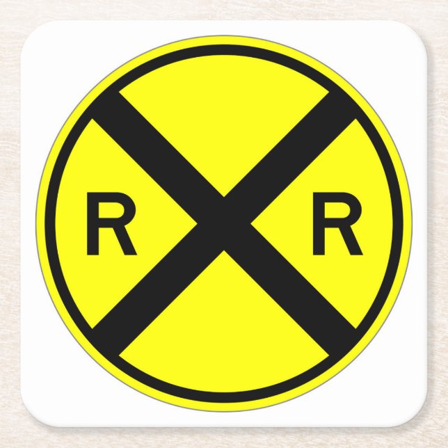 Fun Classic Rail Road Crossing Sign Untersetzer Se (Vorderseite)