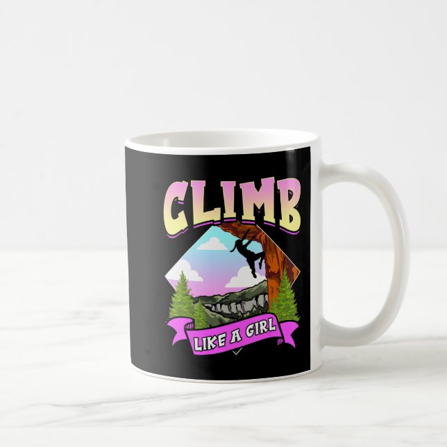 Fun Climb Like A Girl Rock Climbing Bouldering Cli Kaffeetasse (Rechts)