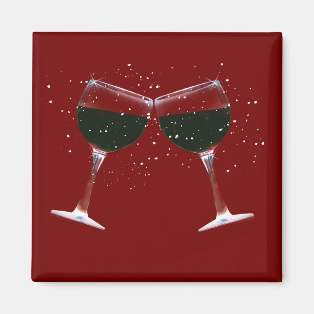 Fun Clinique, Toasting Wine Glasses Magnet (Devant)