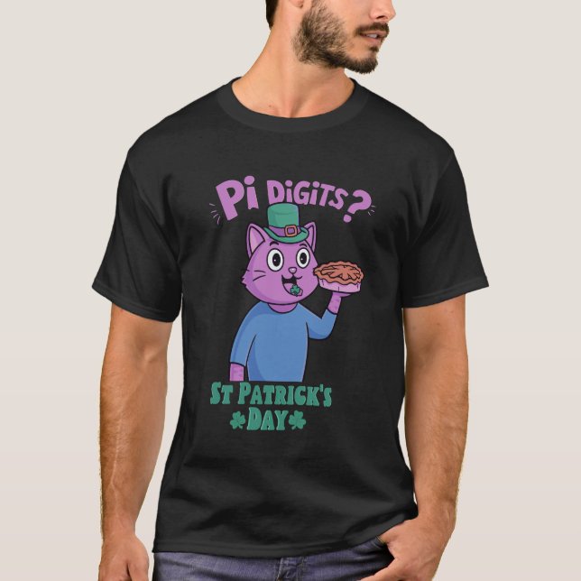 Fun Clovers Cat St Patrick's Day, Mathematik Pi T-Shirt (Vorderseite)