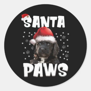 Fun Cockapoo Weihnachtslicht Tree Hund Lover Xmas Runder Aufkleber