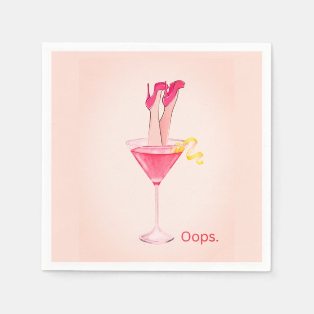 Fun Cocktail Spaß, einzigartiger rosa Junggeselinn Serviette (Vorderseite)