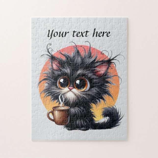 Fun coffee cat fügen Text hinzu (Vertikal)