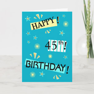 Fun Color Block 45th Birthday Greeting Card Karte