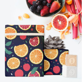 Fun Color Citrus Grapefruit Orange Blätter Muster Geschenkpapier