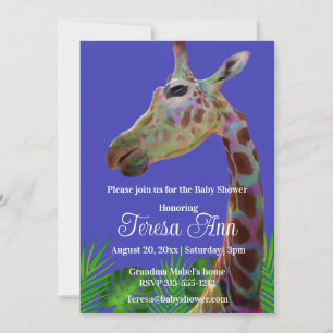 Fun coloré amusant Giraffe baby shower Invitation