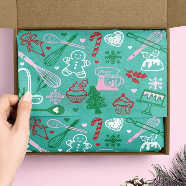 Fun Colorful Baking & Cooking Utensil Christmas Seidenpapier (Fun Colorful Baking & Cooking Utensil Christmas Tissue Paper)