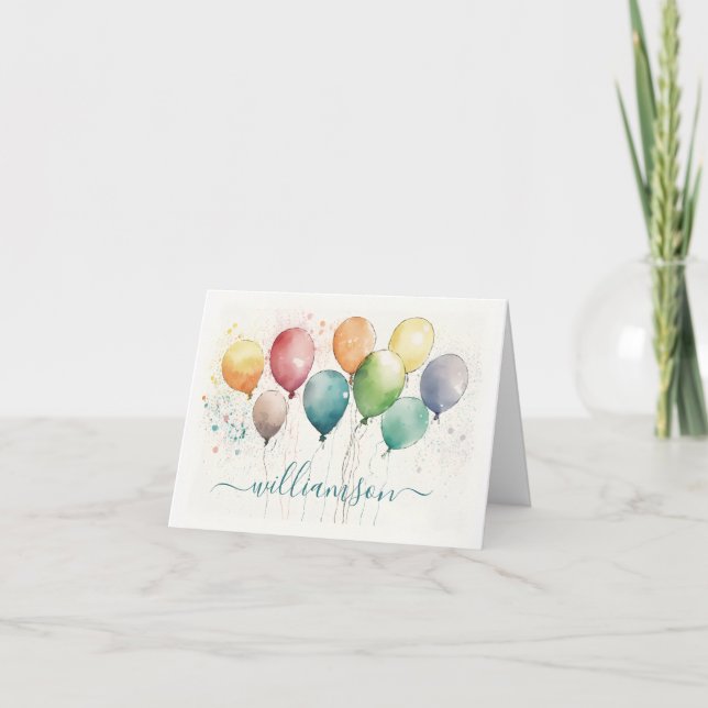 Fun Colorful Balloons with Last Name (Vorderseite)