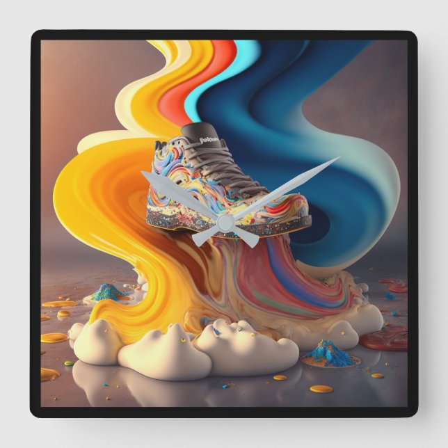 Fun Colorful Candy Clock Quadratische Wanduhr (Vorderseite)