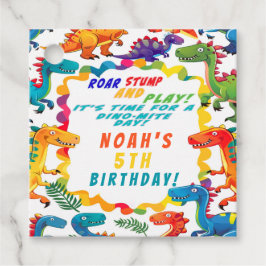 Fun Colorful Dinosaur Themed Dino-Mite Geschenkanhänger