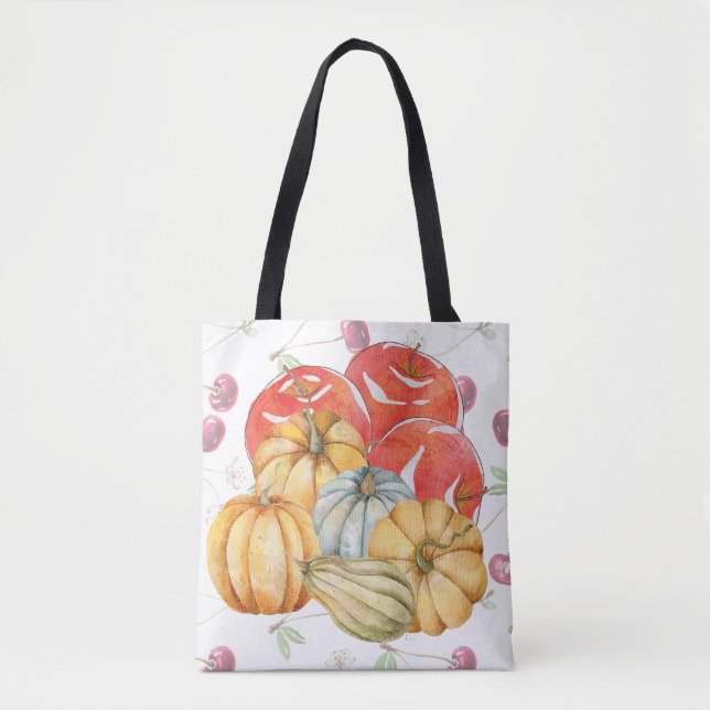 Fun Colorful Fall Saison Pumpkin Äpfel Tasche (Vorderseite)