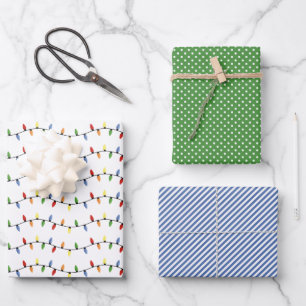 Fun Colorful Festive Party String Lights Pattern Geschenkpapier Set