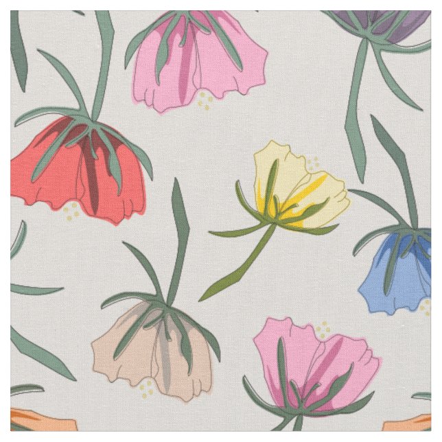 Fun Colorful Floral Design on Cotton Stoff (Nahaufnahme)
