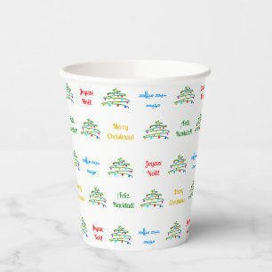 Fun Colorful Frohe Weihnachten & Weihnachtsbaum Pappbecher