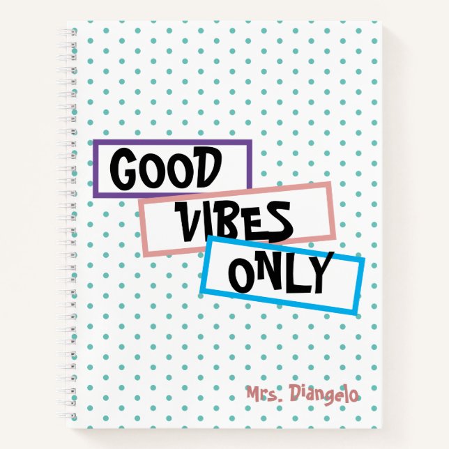 Fun Colorful Good Vibes Nur Lehrer Notizbuch (Vorderseite)