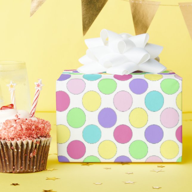 Fun Colorful Polka Dots Geschenkpapier (Geburtstagsparty)