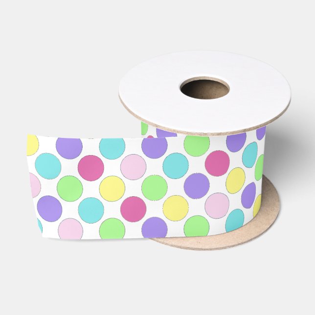Fun Colorful Polka Dots Satinband (Spule)