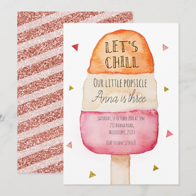 Fun Colorful Popsicle Birthday Invitation (Devant / Derrière)