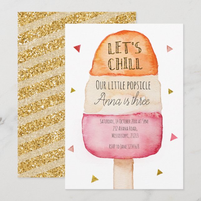 Fun Colorful Popsicle Birthday Invitation Einladung (Vorne/Hinten)