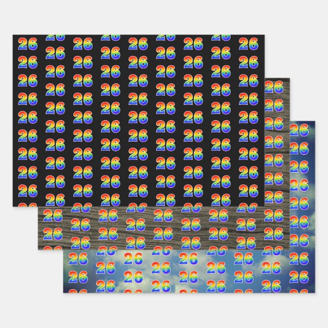 Fun, Colorful, Rainbow Spectrum Pattern 26 Event # Geschenkpapier Set (Set)