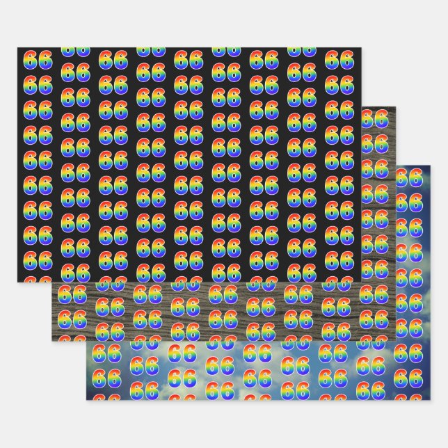 Fun, Colorful, Rainbow Spectrum Pattern 66 Event # Geschenkpapier Set (Set)