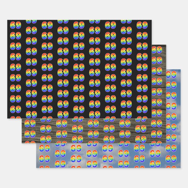 Fun, Colorful, Rainbow Spectrum Pattern 69 Event # Geschenkpapier Set (Set)