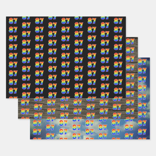 Fun, Colorful, Rainbow Spectrum Pattern 87 Event # Geschenkpapier Set (Set)