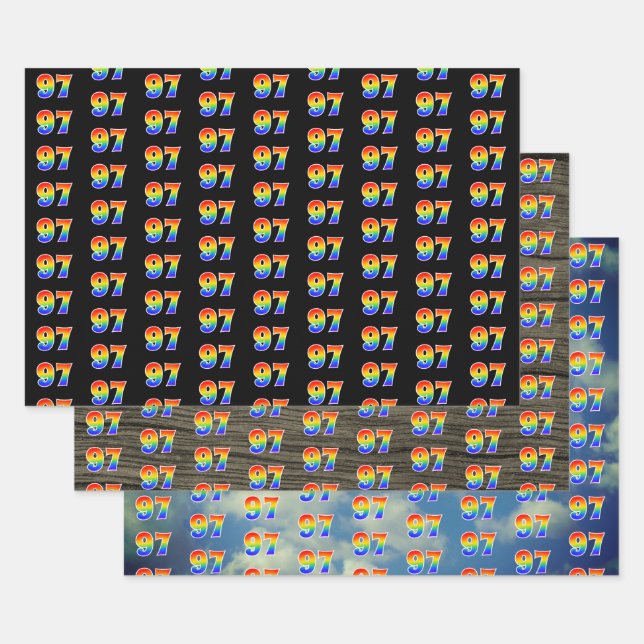 Fun, Colorful, Rainbow Spectrum Pattern 97 Event # Geschenkpapier Set (Set)