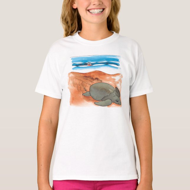 Fun Colorful Sea Turtle Beach Girl T-Shirt (Vorderseite)