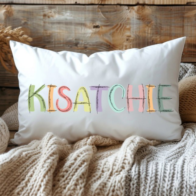 Fun Colorful Sketch Kisatchie Louisiana Lendenkissen (Von Creator hochgeladen)