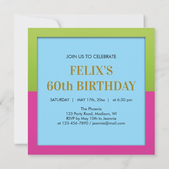 Fun Colorful Surprise Birthday Party Invitation Einladung (Rückseite)