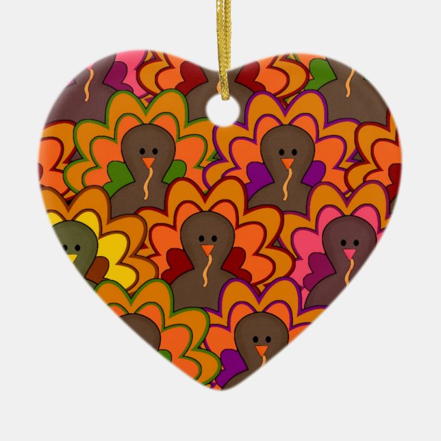 Fun Colorful Thanksgiving Turkeys Keramikornament (Vorne)