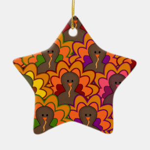 Fun Colorful Thanksgiving Turkeys Keramikornament