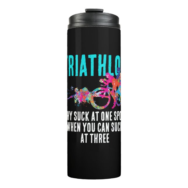Fun Colorful Triathlon Sport Spaß Paint Spritzers Thermosbecher (Vorderseite)