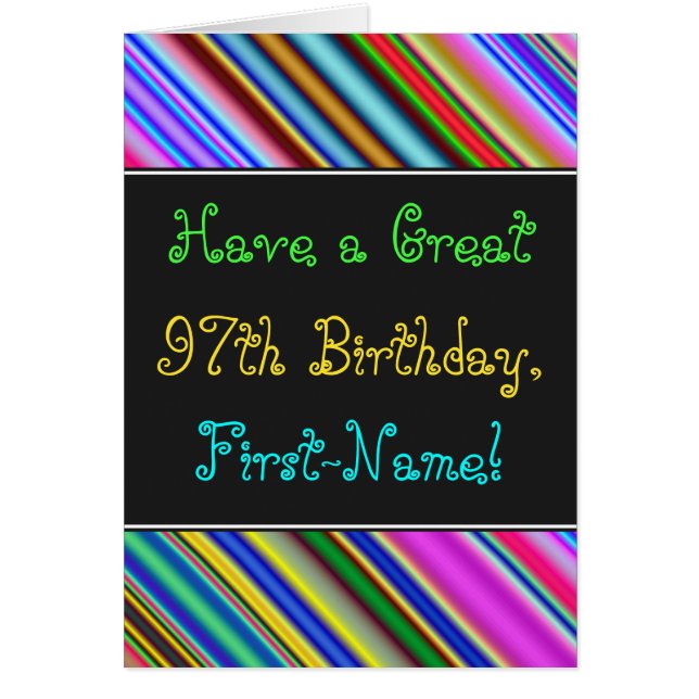 Fun, Colorful, Whimsical 97th Birthday Card (Vorne)