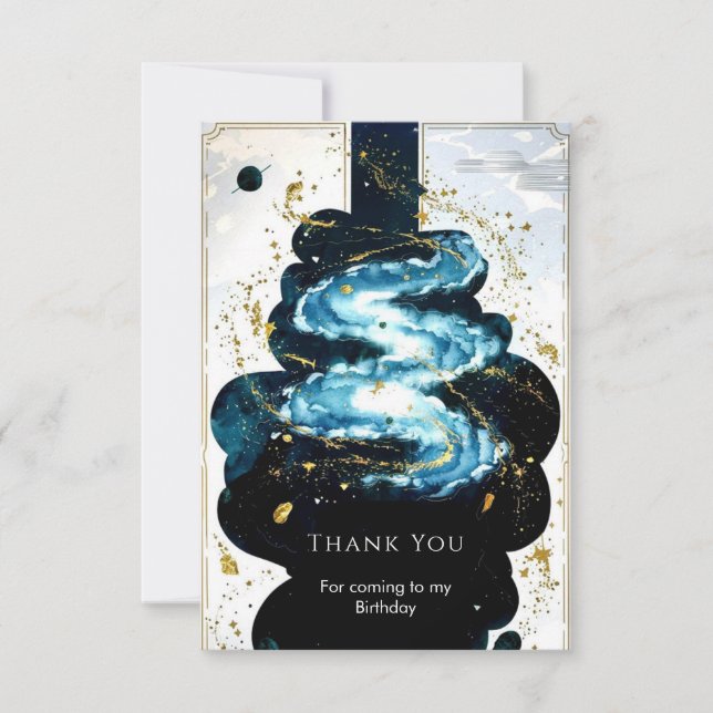 Fun Comet Space zum Geburtstag Dankeskarte (Vorderseite)