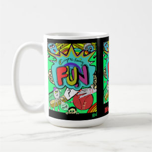 Fun Comic Illustration der Zusammengehörigkeit Kaffeetasse