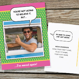 Fun Comic Moving House Custom Foto Green Postkarte