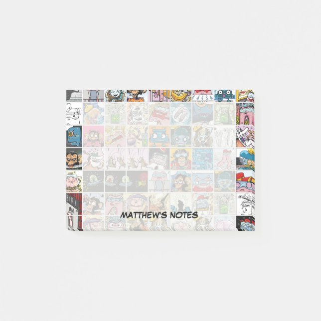 Fun Comic Zeichen Kids Muster Personalisiert Pos Post-it Klebezettel (Vorderseite)