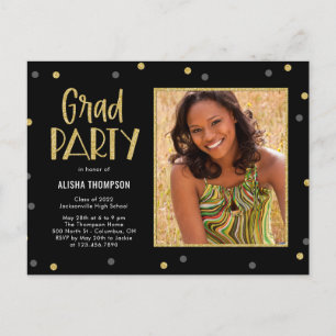 Fun Confetti Graduation Party Invitation Carte pos