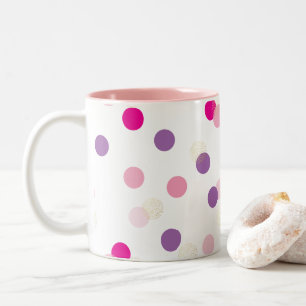 FUN CONFETTI SPOTS niedlicher Spaß Retro lila rosa Zweifarbige Tasse