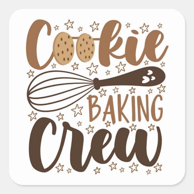 Fun Cookie Baking Crew Design Quadratischer Aufkleber (Vorderseite)